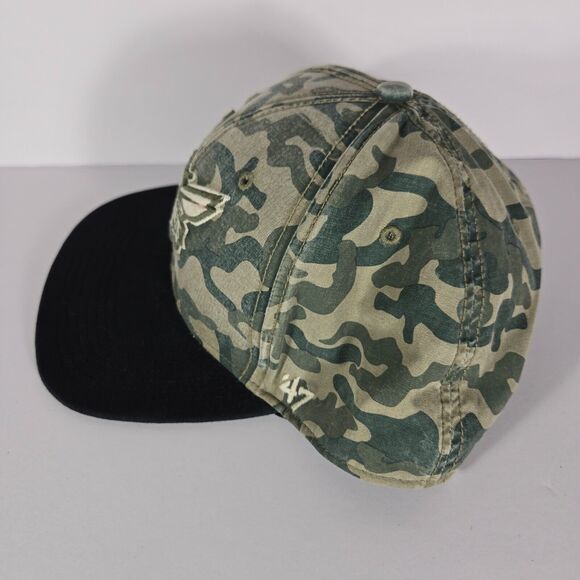 Charlotte Hornets Hat Camo Strapback Cap 47 Brand Green HWC Retro NBA Camouflage - Picture 2 of 6
